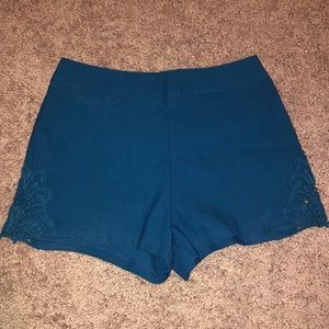 Teal high waisted shorts